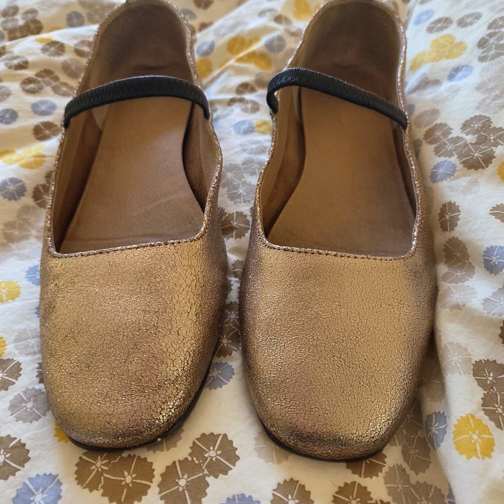 Madewell Gold Women's Flats with Black Strap